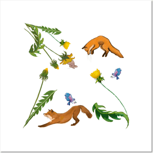 Foxes and dandelions Posters and Art